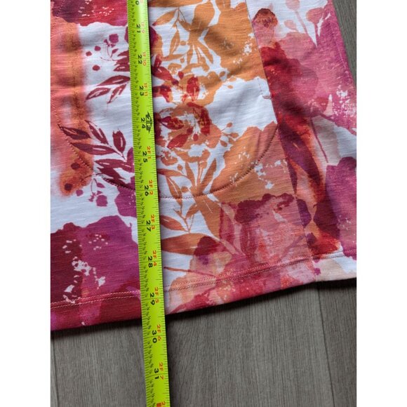 Susan Graver Weekend V-Neck Floral Print Short Sleeve Top Pink/Red XL Womens - Picture 7 of 7